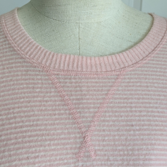 Lucky Brand Pullover Brushed Knit Crew Neck Long Sleeve Striped Pink White L NWT - Picture 5 of 15